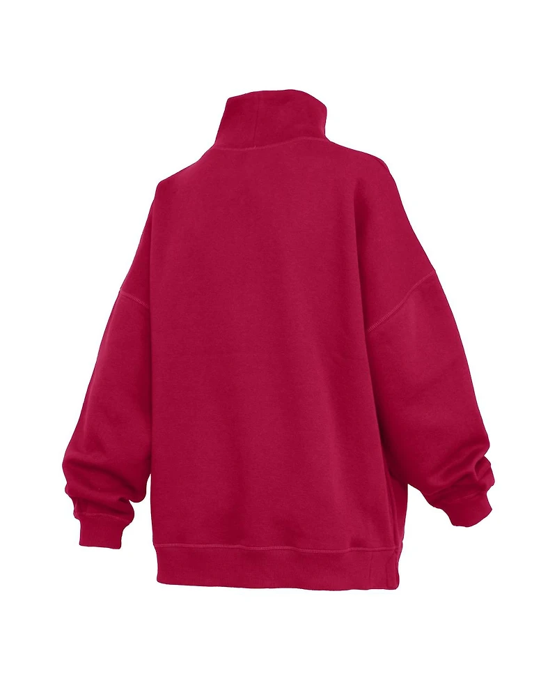 Pressbox Women's Crimson Alabama Tide Oversized Mock Neck Sweatshirt