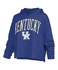 Pressbox Women's Royal Kentucky Wildcats Nelson Arch Over Logo Long Sleeve Hooded Slub T-Shirt