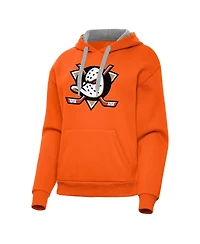 Antigua Women's Orange Anaheim Ducks Victory Pullover Hoodie