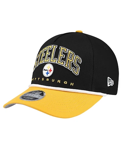 New Era Big Boys and Girls Black/Gold Pittsburgh Steelers Arch Coolera 9FORTY A-Frame Adjustable Hat