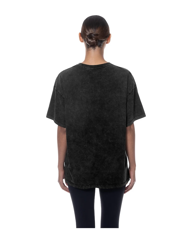 New Era Women's Black Philadelphia 76ers Throwback Mineral Wash Oversized T-Shirt