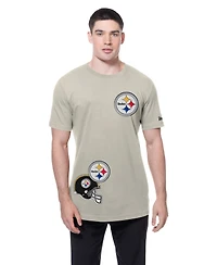 New Era Men's Light Beige Pittsburgh Steelers Multi Patch T-Shirt