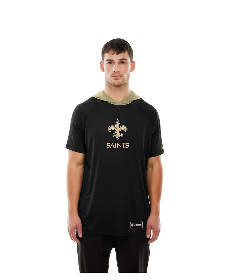 New Era Men's Black Orleans Saints Combine Authentic Hooded Raglan Short-Sleeve T-Shirt