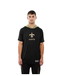 New Era Men's Black Orleans Saints Combine Authentic Hooded Raglan Short-Sleeve T-Shirt