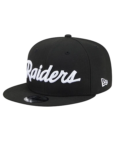 New Era Men's Black Las Vegas Raiders Core Team Script 9FIFTY Snapback Hat