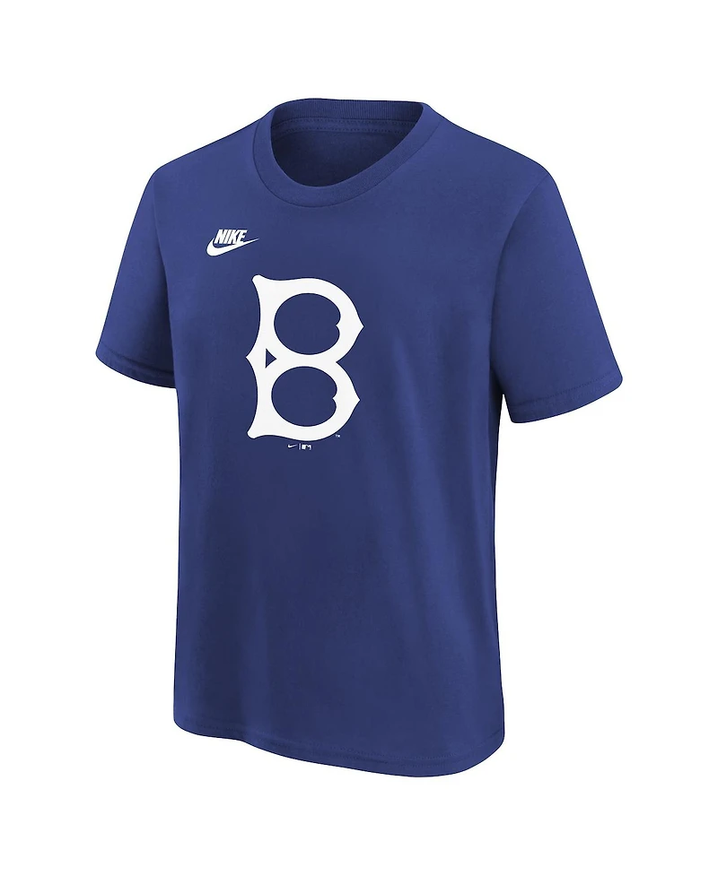 Nike Big Boys and Girls Royal Brooklyn Dodgers Team Logo T-Shirt