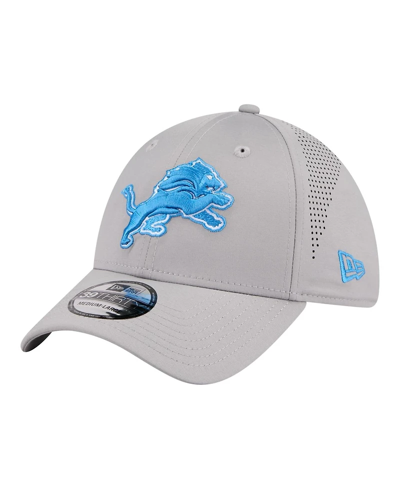 New Era Men's Gray Detroit Lions Perforated 39THIRTY Flex Hat