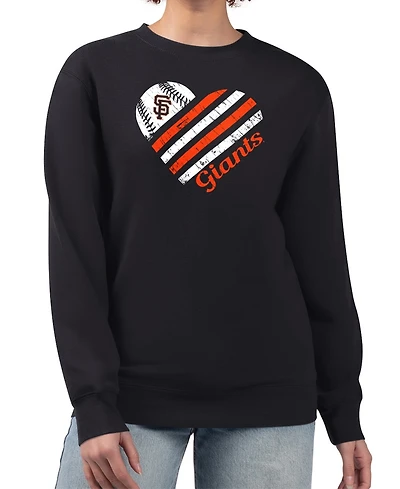 G-iii 4Her by Carl Banks Women's Black San Francisco Giants Heart Logo Fleece Pullover Sweatshirt