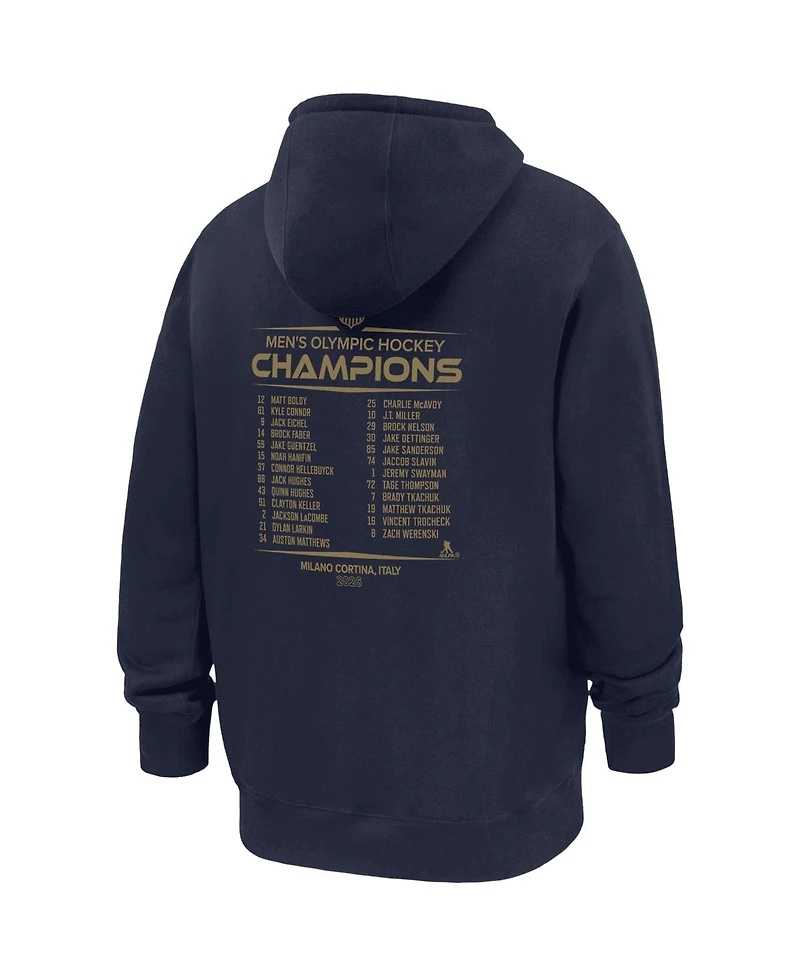 Nike Men's Navy Usa Hockey 2026 Winter Gold Medal Roster Club Fleece Hoodie