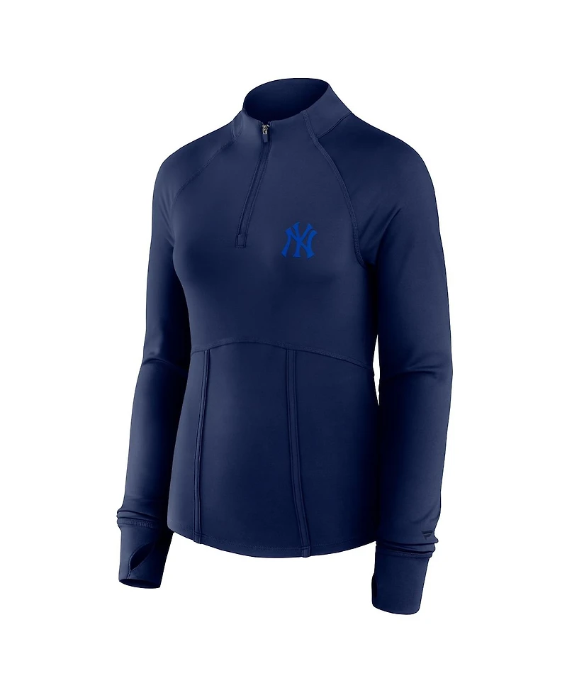 Fanatics Women's Navy New York Yankees Elements Raglan Tri-Blend Quarter-Zip Top