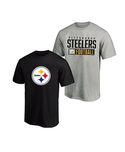 Fanatics Men's 2-Pack Heather Gray/Black Pittsburgh Steelers Big Tall T-Shirt