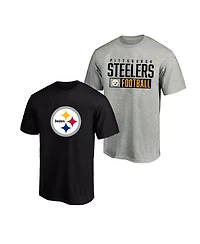 Fanatics Men's 2-Pack Heather Gray/Black Pittsburgh Steelers Big Tall T-Shirt