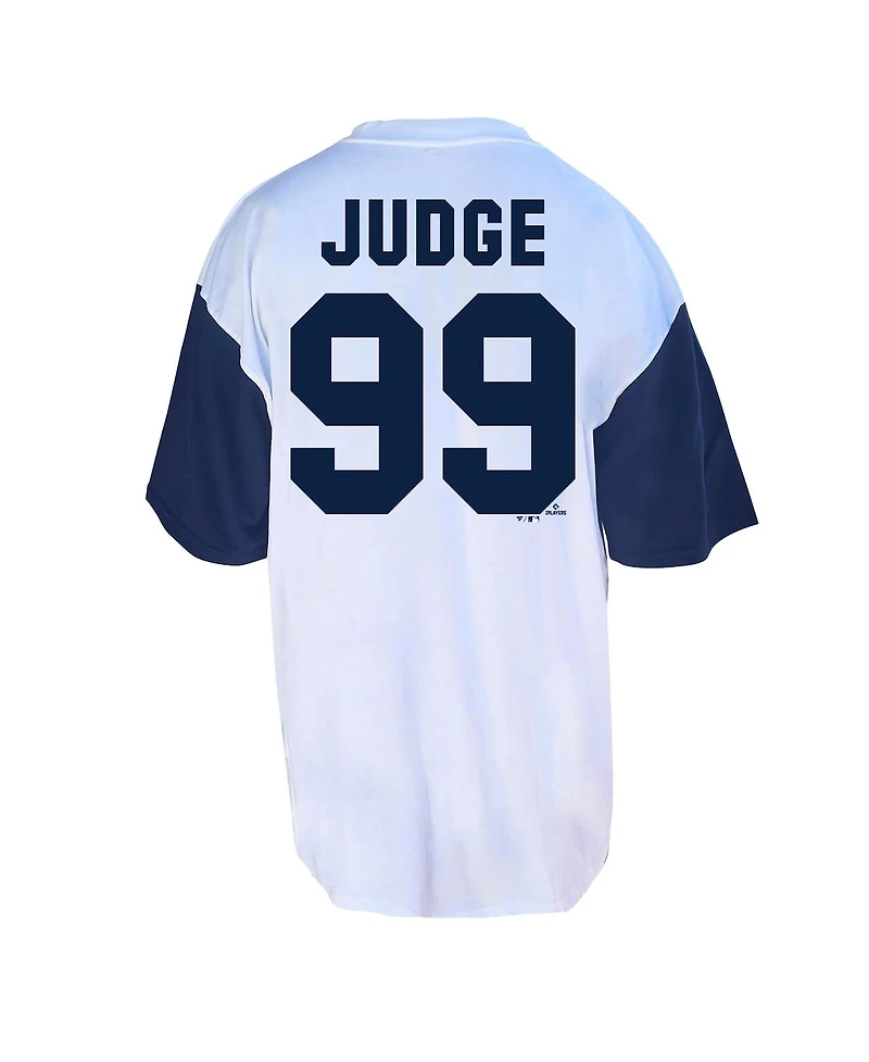 Fanatics Men's Aaron Judge White/Navy New York Yankees Big Tall Player Name Number T-Shirt