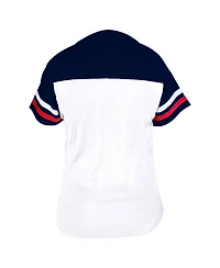 Fanatics Women's White/Navy Atlanta Braves Plus Two-Stripe V-Neck T-Shirt