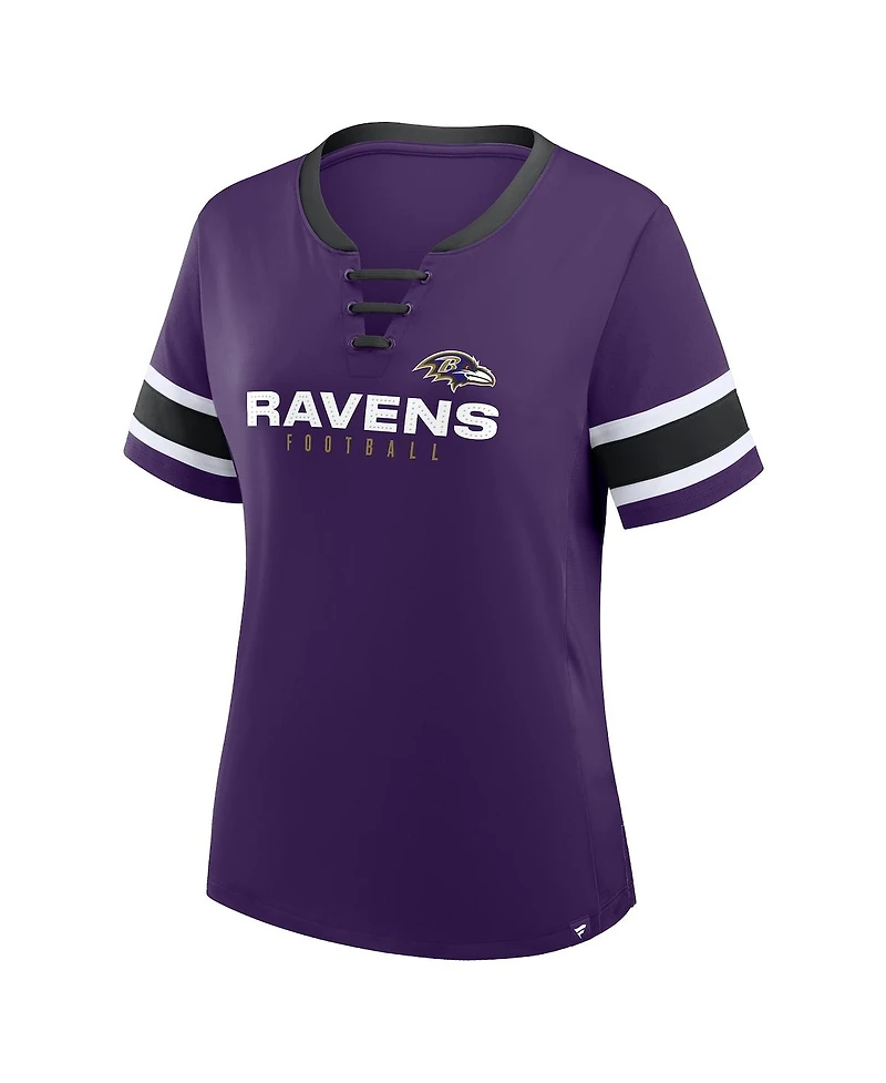 Fanatics Women's Purple Baltimore Ravens Plus Red Zone Athena Lace-Up V-Notch Neck T-Shirt