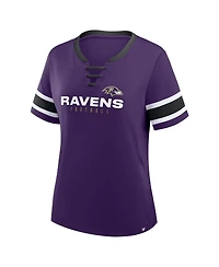 Fanatics Women's Purple Baltimore Ravens Plus Red Zone Athena Lace-Up V-Notch Neck T-Shirt