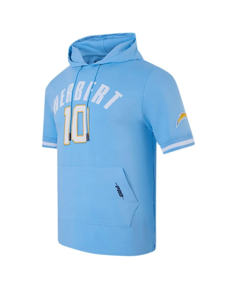Pro Standard Men's Justin Herbert Powder Blue Los Angeles Chargers Player Name Number Hoodie T-Shirt