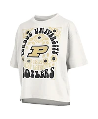 Pressbox Women's White Purdue Boilermakers Harmony Oversized Slub T-Shirt