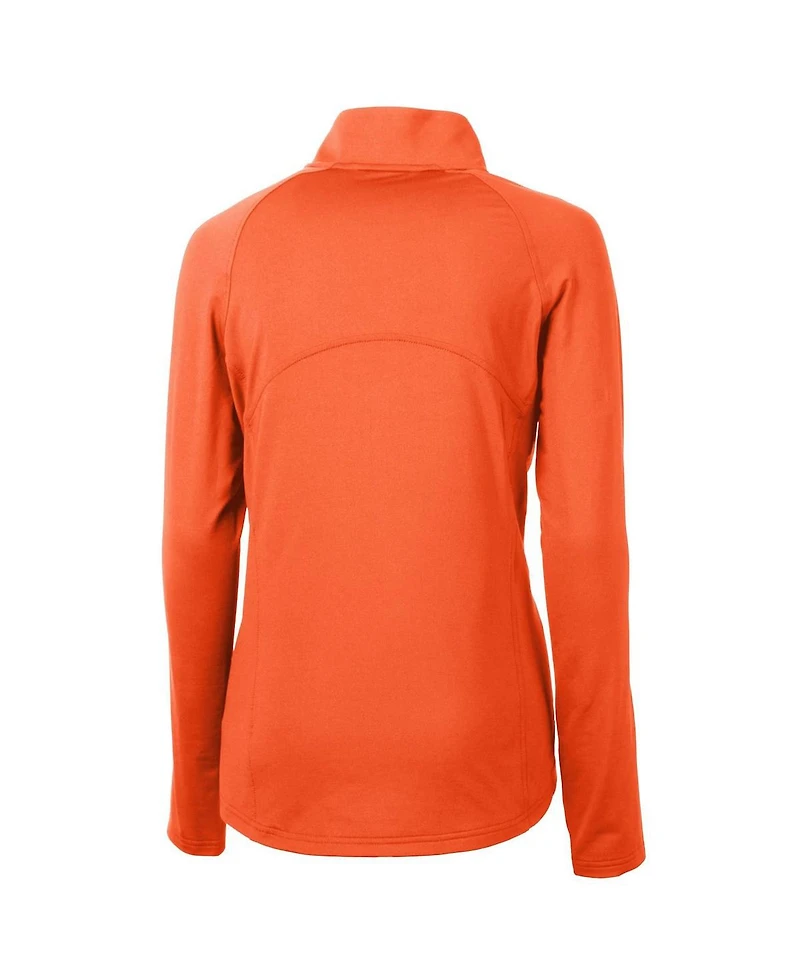 Cutter & Buck Women's Orange Chicago Bears Throwback Logo Adapt Eco Knit Stretch Half-Zip Pullover Top