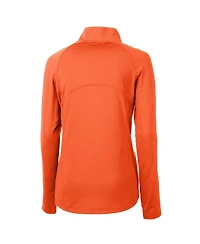Cutter & Buck Women's Orange Chicago Bears Throwback Logo Adapt Eco Knit Stretch Half-Zip Pullover Top