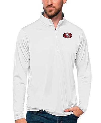 Antigua Men's White San Francisco 49ers Tribute Quarter-Zip Lightweight Pullover Top