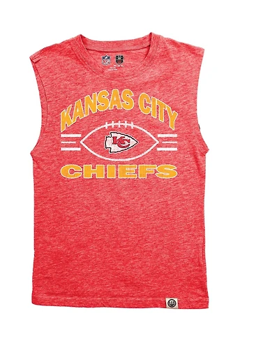 Wes & Willy Big Boys and Girls Heather Red Kansas City Chiefs Muscle Tank Top