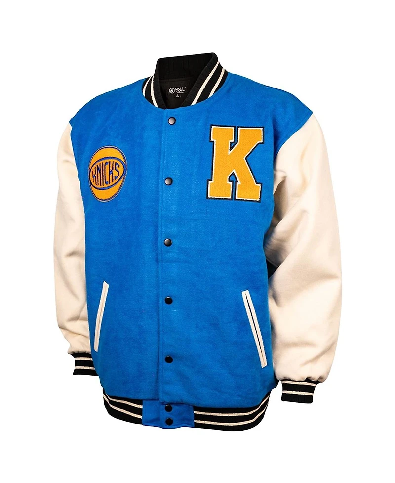 Fisll Men's and Women's Blue/Cream New York Knicks Full-Snap Varsity Jacket