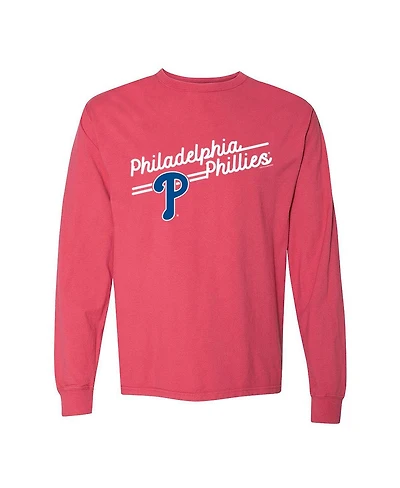 Soft As A Grape Women's Red Philadelphia Phillies Pigment Dye Long Sleeve T-Shirt