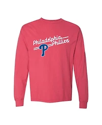 Soft As A Grape Women's Red Philadelphia Phillies Pigment Dye Long Sleeve T-Shirt