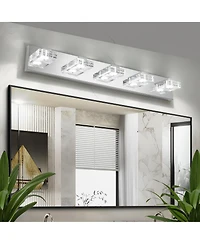 Busdays 31 Inch Modern 5 Light Led Vanity Light Square Acrylic Lampshades Wall Mount Fixture for Bathroom Mirror Lighting