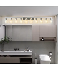 Busdays 10 Light Brushed Nickel Bathroom Vanity Light Fixture with Clear Glass Wall Sconce Over Mirror Large Vanity Lighting