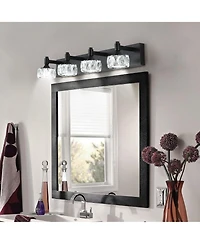 Busdays Modern 4 Light Led Vanity Light Fixture with Crystal Glass Shades Bathroom Wall Sconce for Elegant Contemporary Home Decor