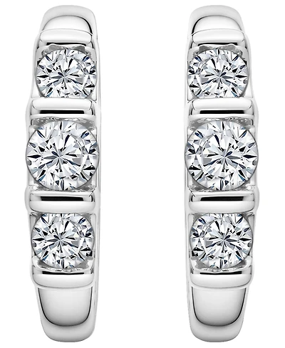 Macy's Diamond (1/2 ct. t.w.) Hoop Earrings in Sterling Silver