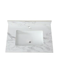 Sillysis 31/37/43 Inch Sintered Stone Bathroom Vanity Top with Rectangular Undermount Sink, 4 Inch Backsplash