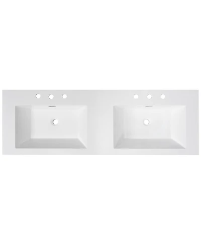 Sillysis 59 Inch Double Sink Resin Vanity Top with Rectangular Undermount Basins, Pre-Drilled 8-Inch Faucet Holes, Fits Standard Bathroom Cabinet