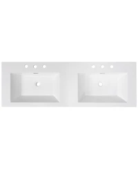 Sillysis 59 Inch Double Sink Resin Vanity Top with Rectangular Undermount Basins, Pre-Drilled 8-Inch Faucet Holes, Fits Standard Bathroom Cabinet