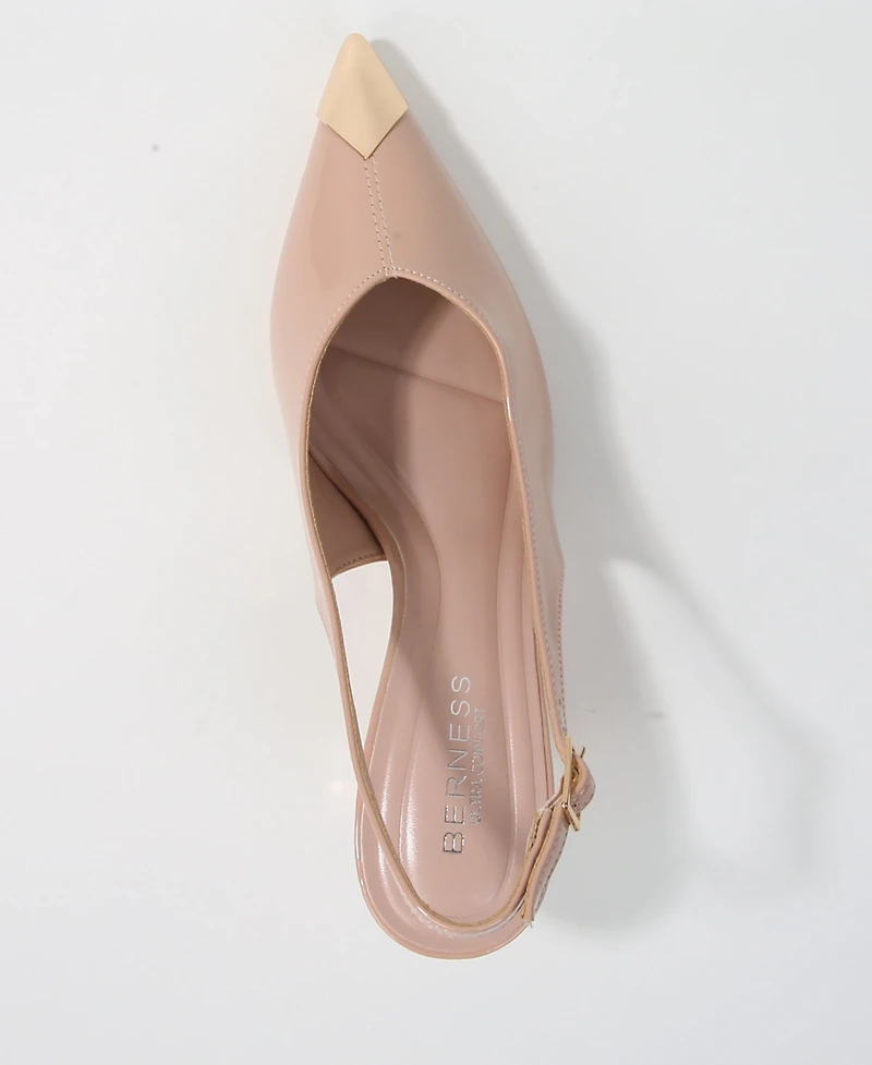 Berness Women's Patent Heels and Toe Cap Slingback Pumps