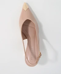 Berness Women's Patent Heels and Toe Cap Slingback Pumps