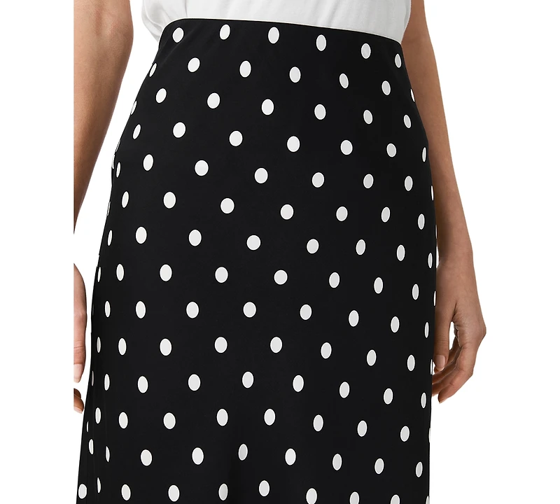 French Connection Women's Ennis Satin Polka Dot Pull-On Midi Skirt