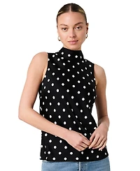 French Connection Women's Ennis Polka Dot Sleeveless Blouse