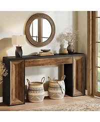 Slickblue Farmhouse Sofa Console Table with Dual-Tone Design for Entryway