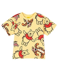 Winnie the Pooh Toddler Allover Print Short Sleeve Jersey Top and French Terry Bottoms Outfit