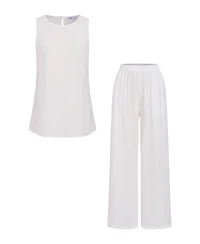 Cupshe Women's Crew Neck Long Pants Set