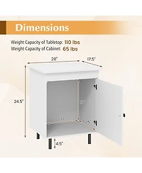 Gymax Nightstand Mid Century Modern End Table with Door Heavy-Duty Metal Legs for Bedroom