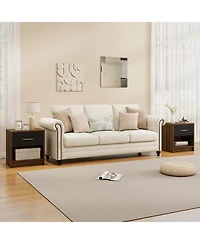 Gymax 2-Piece Nightstand Side Table Set with Slide-Out Drawer and Open Storage Shelf