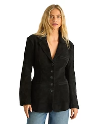 Nasty Gal Women's Real Suede Cinched Waist Blazer