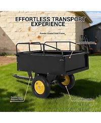 gaomon Garden Utility Trailer 750 lbs Capacity Atv/Utv Dump Cart Steel Transport Trailer with Hand and Foot Pedal Dumping