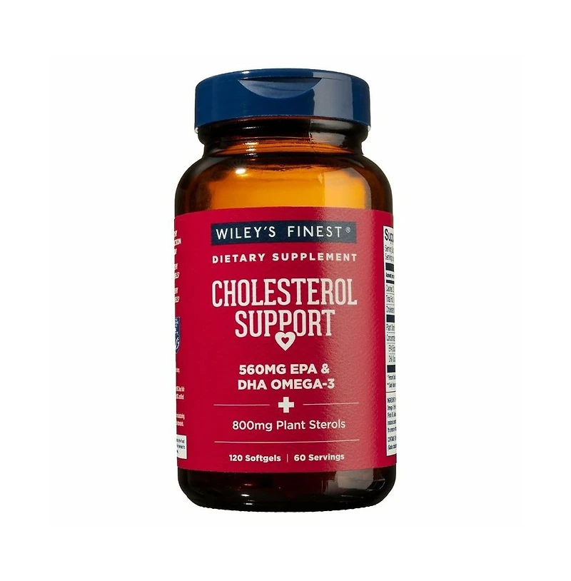 Wiley's Finest Wild Alaskan Fish Oil Cholesterol Support - Heart Health Supplement for Men and Women
