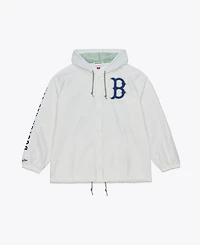Mitchell & Ness Men's White Boston Red Sox Yacht Rock Coaches Full-Snap Hooded Windbreaker Jacket
