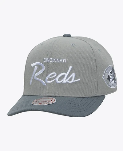 Mitchell & Ness Men's Gray Cincinnati Reds Cooperstown Thunderstorm Head Coach Pro-Crown Adjustable Hat